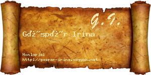 Gáspár Irina névjegykártya